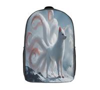 kaiyun Nine Tailed Bianco Fox on The Mountain Top Zainetti Per Bambini,Elementare Adolescenti Cartella Scuola Casual Zaini Ragazzi Ragazze Backpack 17inch