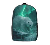 kaiyun Orsi bianchi, aurora boreale e cascate nella foresta Per La Scuola E Da Viaggio Per Bambini Zaino,Sacchetti Di Scuola Con Stampa 3D Motivo 17inch