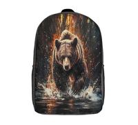 kaiyun Orso in movimento Zaino Scuola Elementare Zaini Per Ragazze Ragazzi Adolescenti Cartella Scuola Casual Borse Animali selvatici Painting Backpack 17inch
