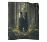 kaiyun Orso nero in piedi in una fitta foresta Coperta Da Campeggio Esterna Stampata Calda,morbida E Traspirante Copriletto Per Camera Da Letto Quattro Stagioni 80x90inch(200x230cm)