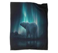kaiyun Orso polare nel cielo notturno con l'aurora boreale Ropa Cama Suave Con Estampado 3D Manta Adecuada Para Sala De Estar,dormitorio,sofá,cálido Y Cómodo 70x80inch(180x200cm)