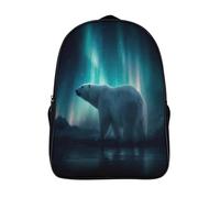 kaiyun Orso polare nel cielo notturno con l'aurora boreale Zaini Per Bambini, Zaino Scuola Elementare,Borsa Scuola Materna Nido,Zainetto Asilo Bambino,16 inch