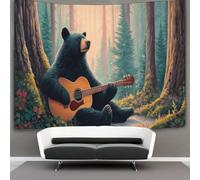kaiyun Orso suona la chitarra nella foresta silenziosa Parete Arazzo Da Parete Con Arte Murale Decorazioni Per La Casa Per Il Dormitorio Della Camera Da Letto (,130cmx150cm)