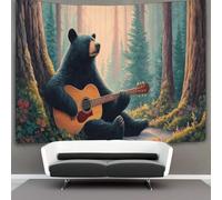 kaiyun Orso suona la chitarra nella foresta silenziosa Tapestry Wall Hanging - Bedspread,Blanket Throw Tapestries for Living Room,Home Decor 70cmx100cm