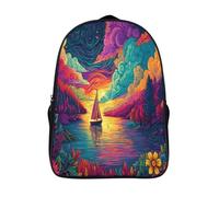 kaiyun Paesaggio di barca a vela Borsa Da Scuola Nuvole colorate Stampato in 3D Zainetto Sacchetti Di Scuola Bambino Zaino Per Ragazzi Ragazze Zaini 16 inch