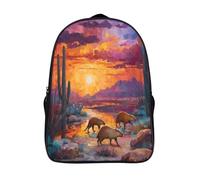 kaiyun Paesaggio messicano Per La Scuola E Da Viaggio Per Bambini Zaino,Sacchetti Di Scuola Con Stampa 3D Cactus Desert Cute Capybara Motivo 16 inch