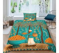 kaiyun Palma da datteri, uomo con cesto di datteri in testa Copripiumino Set Di Per Stampa 3D, in Microfibra, Con Federe Biancheria Da Letto Per Ragazzi E Ragazze Single（135x200cm）