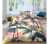 kaiyun Palme Set Copripiumino E Federe 3D Tropico Piante Stampata in Microfibra Per Adulti, Adolescenti, Bambino Biancheria Da Letto Single（135x200cm）