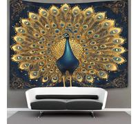 kaiyun Pavone Arazzo Per Camera Da Letto Estetico,Motivo a filigrana dorata Da Appendere Alla Parete Per La Decorazione Della Casa 150cmx200cm