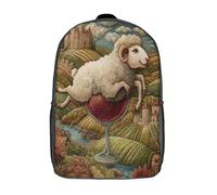 kaiyun Pecora che salta in un calice d'uva Per La Scuola E Da Viaggio Per Bambini Zaino,Sacchetti Di Scuola Con Stampa 3D Dipinto medievaleMotivo 17inch