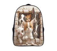 kaiyun Perro y gato -Rompiendo el muro Zaini Per Bambini, Zaino Scuola Elementare,Borsa Scuola Materna Nido,Zainetto Asilo Bambino,16 inch