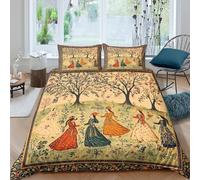 kaiyun Persiano Medievale Copripiumino 3D Stampa,Motivo ad albero Biancheria Da Letto Microfibra,stampato Con Federe Per Ragazzo, Ragazza Double（200x200cm）