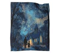 kaiyun Petite église dans les bois, éclairée par les étoiles Blanket Sofa Throw 3D Impreso Es Suave Y Cómodo Al Tacto,adecuado Para Que Toda La Familia Se Mantenga Abrigada 60x80inch(150x200cm)