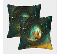 kaiyun Piccole volpi Federa 2 Pacchi 50x50cm,Tunnel Magico Copricuscini Della Casa Divano Cuscino Decorativo