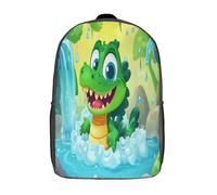 kaiyun Piccolo Coccodrillo che Fa il Bagno Zaini Per Bambini Cute Stile cartone animato Stampato in 3D Leggero Zainetto Borsa Da Scuola Elementare Per Ragazzi Ragazze 17inch