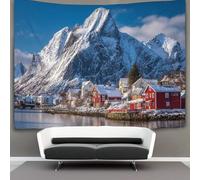 kaiyun Pittoresco villaggio di Reine nelle isole Lofoten, Norvegia- Arazzo Da Parete Con,decorazione Da Parete Per Appartamento,casa,soggiorno,dormitorio 130cmx150cm