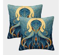 kaiyun Polpo degli abissi Fodera Per Cuscino Scena subacquea Con Cerniera Invisibile Decorativo Sedie Soggiorno Camera Da Letto 50x50cm 2 Pacchi