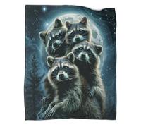 kaiyun Procione Coperta Da Campeggio Esterna Stampata Calda,morbida E Traspirante Luna Copriletto Per Camera Da Letto Quattro Stagioni 50x60inch(127x152cm)