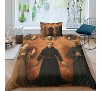 kaiyun Purgatorio Set Copripiumino,set Di Biancheria Da Letto Per in Microfibra Pittura medievaleStampa 3D Motivo,con Federa Ragazze Dei Ragazzi Single（135x200cm）