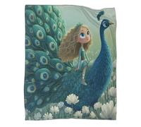 kaiyun Ragazza che cavalca un pavone gigante Coperta in Flanella Coperte Morbide E Leggere Per Tutte Le Stagioni Lenzuola Casa E Viaggio 80x90inch(200x230cm)