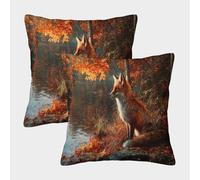 kaiyun Red Fox in Foresta Autunnale near Lake Fodera Per Cuscino Moderna Cuscino Casa Camera Da Letto Divano Auto Ufficio Esterno 50x50cm 2 Pacchi