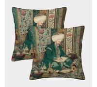 kaiyun Ritratto del sultano Fodera Per Cuscino Arte islamica Con Cerniera Invisibile Decorativo Sedie Soggiorno Camera Da Letto 50x50cm 2 Pacchi