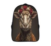 kaiyun Ritratto di pecora con corona di rose messicane Sacchetti Di Scuola Elementare Ragazzi Bambina Zaino Asilo Bambino Zaini Scuola Bambini Zainetto 39x29x16cm