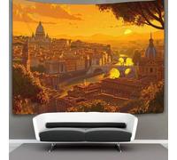 kaiyun Roma Tapestry Wall Hanging -Tramonto View Città Skyline Bedspread,Blanket Throw Tapestries for Living Room,Home Decor 180cmx230cm