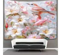 kaiyun Rosa, Lily, Daisy Arazzo Da Parete,Tapestry Wall 3D Stampa Pink Bird,Utilizzato in Camera Da Letto,Soggiorno,Copriletto,Decorazione Murale 150cmx200cm