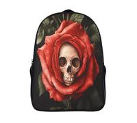 kaiyun Rosa roja Per La Scuola E Da Viaggio Per Bambini Zaino,Sacchetti Di Scuola Con Stampa 3D Calavera Motivo 16 inch