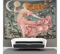kaiyun Rosa Tone Arazzo Da Parete Con Stampa Digitale, in Morbido Tessuto in Microfibra,decorazione Per Camera, Motivo:Dea e luna,180cmx230cm