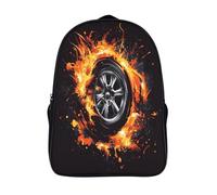kaiyun Ruedas de Carreras Per La Scuola E Da Viaggio Per Bambini Zaino,Sacchetti Di Scuola Con Stampa 3D Fuego, viento y Velocidad Motivo 16 inch