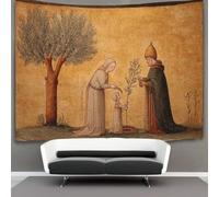 kaiyun Sacerdotessa sotto un ulivo, miniatura di fine XV secolo Arazzo Da Parete,Tapestry Wall 3D Stampa,Utilizzato in Camera Da Letto,Soggiorno,Copriletto,Decorazione Murale 130cmx150cm