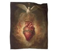 kaiyun Sacro Cuore, Fiamma - Coperta Calda E Versatile Per Divani,Colomba a croce Trapunta Da Viaggio Morbida E Accogliente,50x60inch(127x152cm)