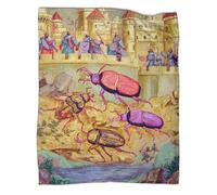 kaiyun Scarabei giganti invadono città medievali Coperta Stampata in 3D Copriletto Di Design Biancheria Da Letto in Microfibra Morbida E Calda Biancheria Da Letto Per Divano 80x90inch(200x230cm)