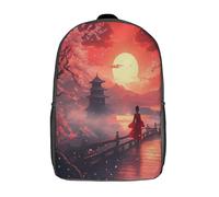 kaiyun Scena al tramonto Per La Scuola E Da Viaggio Per Bambini Zaino,Sacchetti Di Scuola Con Stampa 3D Arte asiatica tradizionale Motivo 17inch