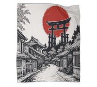 kaiyun Scena di strada giapponese Coperta Super Morbida Stile xilografia Lenzuola in Flanella Da Viaggio Scaldino E Confortevole,60x80inch(150x200cm)