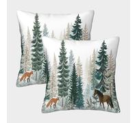 kaiyun Scena nella foresta con una Fox e un cavallo Federa Per Cuscino 3D SGattoola Per Cuscino Stampata Adatta Per La Decorazione Della Casa Soggiorno Auto 50x50cm 2 Pacchi
