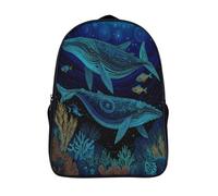 kaiyun Scena subacquea in stile aborigeno a pois con balene e coralli Zaini Stampa 3D Multifunzione Zaino Da Viaggio Bookbag Tasche Nascoste Laterali Daypack Borsa Da Scuola 16 inch