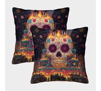 kaiyun Scheletro Surrounded by Horse-drawn Fire Trucks Fodera Per Cuscino Con Cerniera Invisibile Decorativo Sedie Soggiorno Camera Da Letto 40x40cm 2 Pacchi