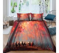 kaiyun Set Copripiumino Per Letto Con Symphony Orchestra Performs Outdoors in A Lush Foresta autunnale, Per Adulti E Ragazzi Con Stampa 3D,in Microfibra Con Cerniera E Federa,3 Pezzi King（220x240cm）