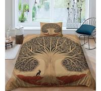 kaiyun Set Di Biancheria Da Letto Con Copripiumino Fate degli alberi sacri in antichi manoscritti miniati,Stampa 3D Federe,in Microfibra Per Ragazzi E Ragazze Single（135x200cm）