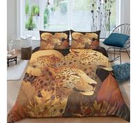 kaiyun Set Di Biancheria Da Letto Con Copripiumino Leopardo And Lion Minimalist Color Background,Stampa 3D Federe,in Microfibra Per Ragazzi E Ragazze Double(200x200cm)