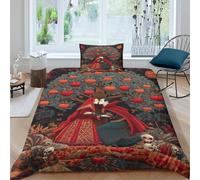 kaiyun Set Di Biancheria Da Letto Con Motivo Antica arte nordica,3 Pezzi,in Microfibra 3D Vampiro sotto il melo,con Chiusura Con Copripiumino E Federa Per Ragazzo, Ragazza Single（135x200cm）