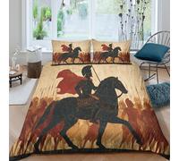 kaiyun Set Di Biancheria Da Letto Con Motivo Un dipinto greco antico, un guerriero,3 Pezzi,in Microfibra 3D,con Chiusura Con Copripiumino E Federa Per Ragazzo, Ragazza Double（200x200cm）