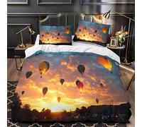 kaiyun Set Di Biancheria Da Letto Di Mongolfiere riempivano il cielo a ritmo perfetto Stampato in 3D Con Federe, Copripiumino in Microfibra Morbida Per Ragazzo, Ragazza Super King（260x220cm）
