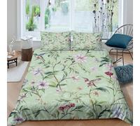 kaiyun Set Di Copripiumino Colibrì floreale 3D, Sacco Copri Piumone Microfibra Con Cerniera E Federa Design da giardino vintage Biancheria Da Letto Per Ragazzo, Ragazza Single（135x200cm）