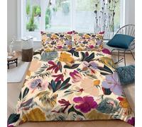 kaiyun Set Di Copripiumino Floreale tropicale 3D, Sacco Copri Piumone Microfibra Con Cerniera E Federa Hibiscus Orchideas And Palm Foglie Biancheria Da Letto Per Ragazzo, Ragazza King（220x240cm）