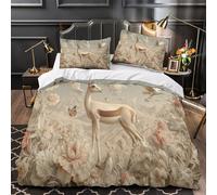 kaiyun Set Di Copripiumino Gazzella araba 3D, Sacco Copri Piumone Microfibra Con Cerniera E Federa Fiori Selvatici del Deserto in Fiore Biancheria Da Letto Per Ragazzo, Ragazza Super King（260x220cm）