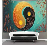 kaiyun Simbolo Yin Yang Parete Arazzo Da Parete Con Arte Murale Decorazioni Per La Casa Per Il Dormitorio Della Camera Da Letto (Oro verde azzurro,100cmx150cm)